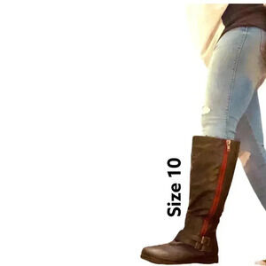 Leather knee high combat boots